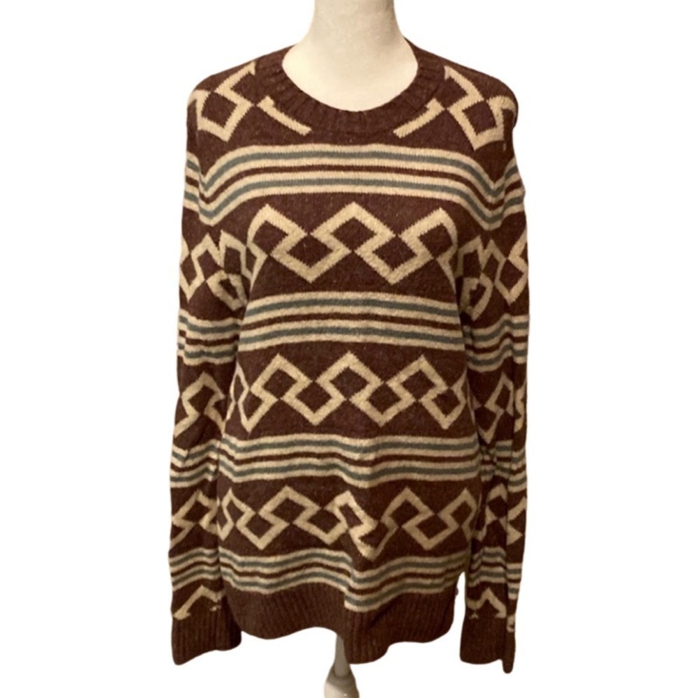 Abercrombie & Fitch sweater. Size S. Cream, brownish, light blue. Vintage.Aztec.